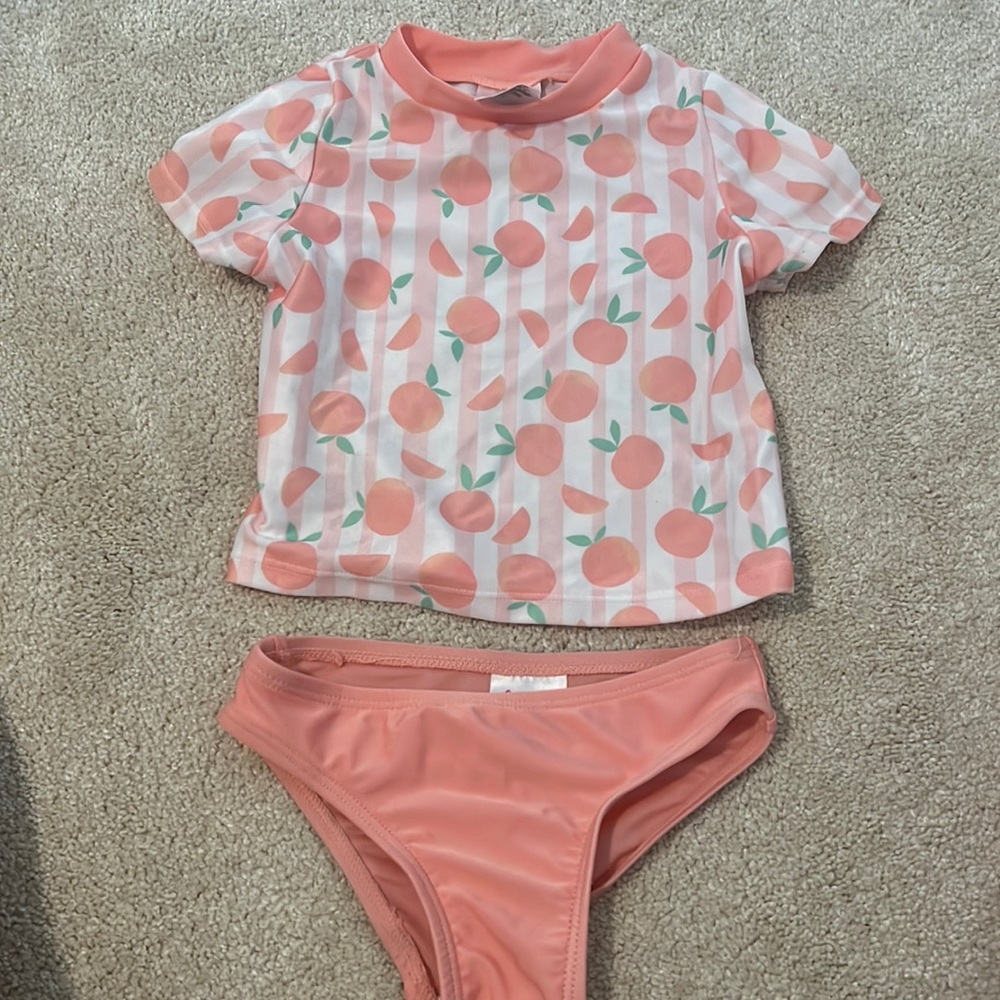 2 piece peach swimsuit